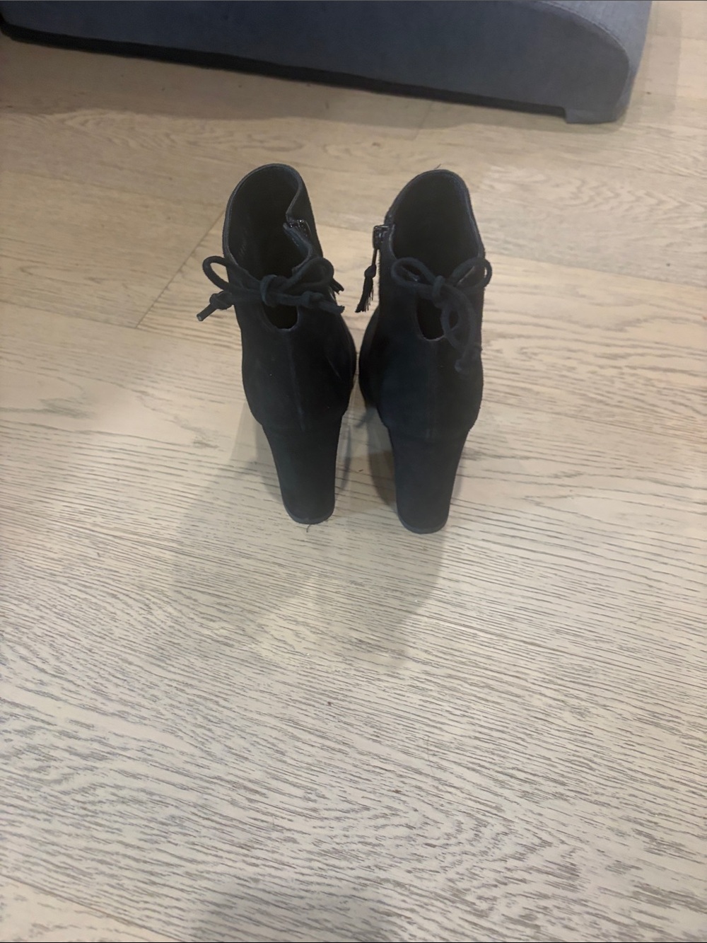 Stuart Weitzman Black Suede Pointed Toe Ankle Booties - Picture 4 of 6